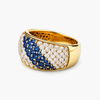 Sapphire and Diamond Pave Diagonal Band Ring in 18K Yellow Gold
