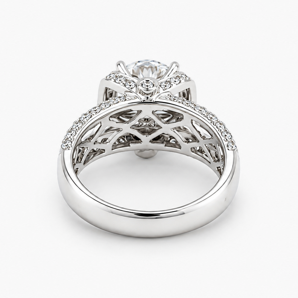 Round Brilliant Halo Engagement Ring with Split Pavé Shank | Lab Grown Diamond | 2.04CT D/VS1 IGI | 18K White Gold