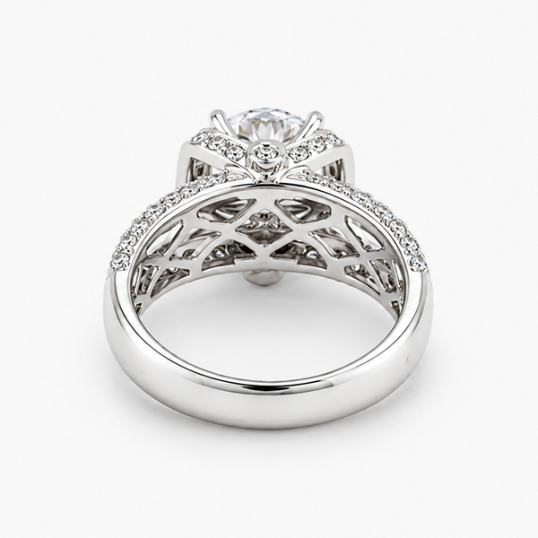 Round Brilliant Halo Engagement Ring with Split Pavé Shank | Lab Grown Diamond | 2.04CT D/VS1 IGI | 18K White Gold