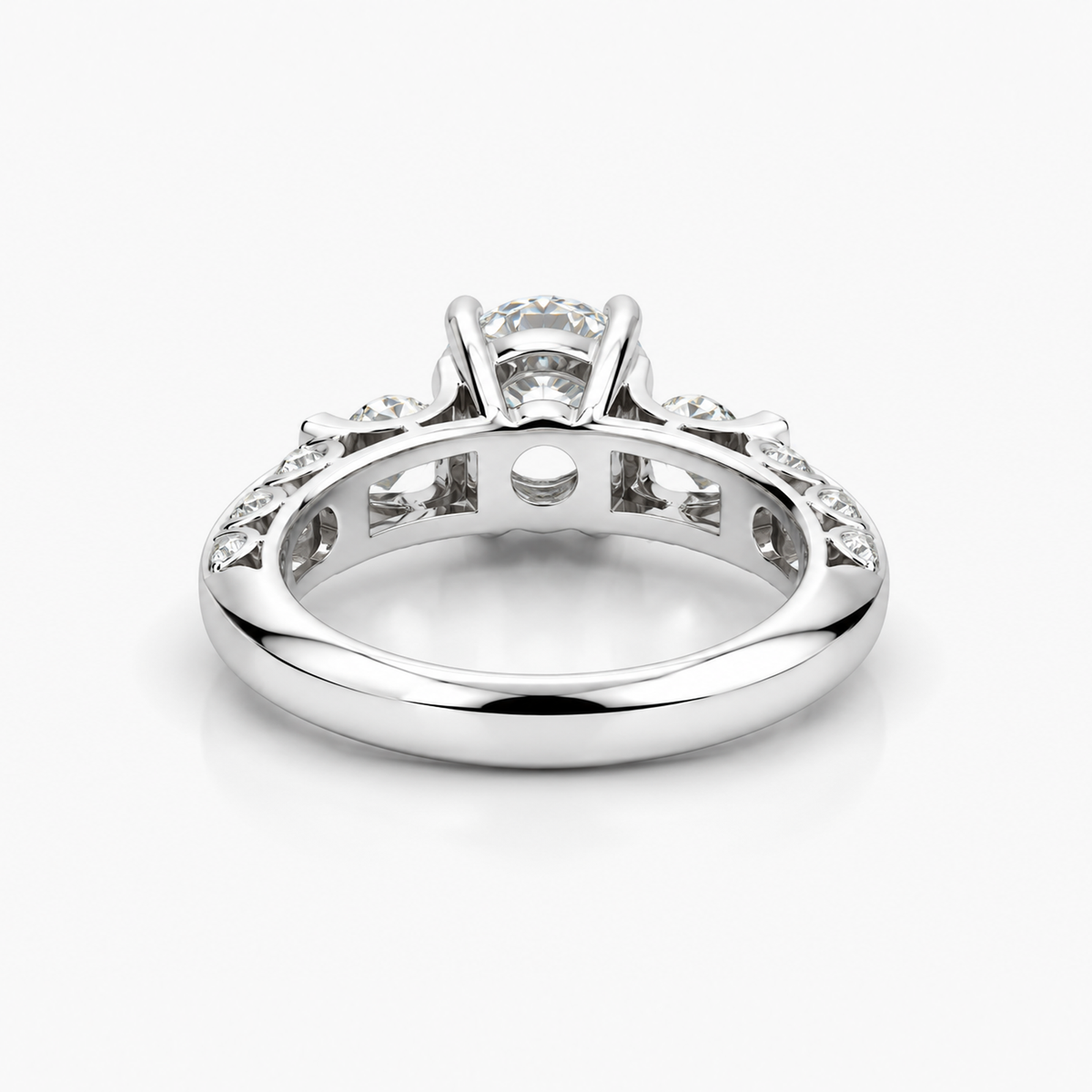 Lab Grown Diamond Three-Stone Engagement Ring in Platinum | 1.60 ct Round Brilliant Center | F/VVS2 | IGI Certified