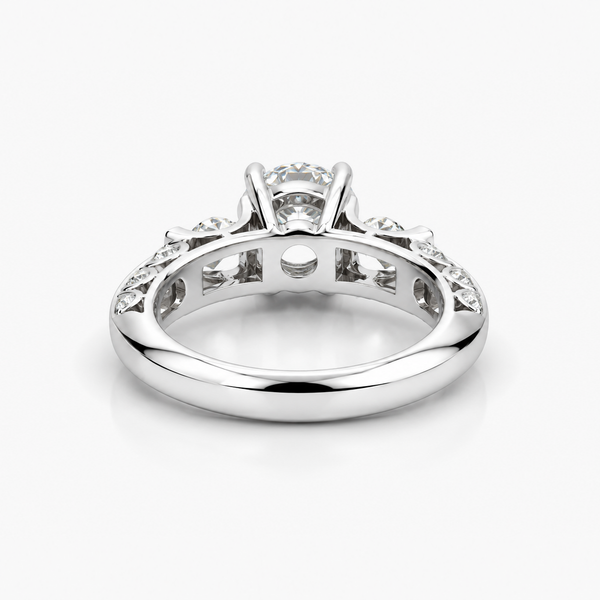 Lab Grown Diamond Three-Stone Engagement Ring in Platinum | 1.60 ct Round Brilliant Center | F/VVS2 | IGI Certified