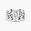 Pear Cut Lab Grown Diamond Floral Engagement Ring in Platinum with Marquise Accents