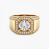 Men's Round Brilliant Lab Grown Diamond Signet Ring in 18K Yellow Gold