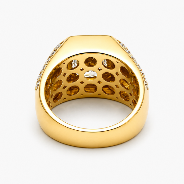 Men's Round Brilliant Lab Grown Diamond Signet Ring in 18K Yellow Gold