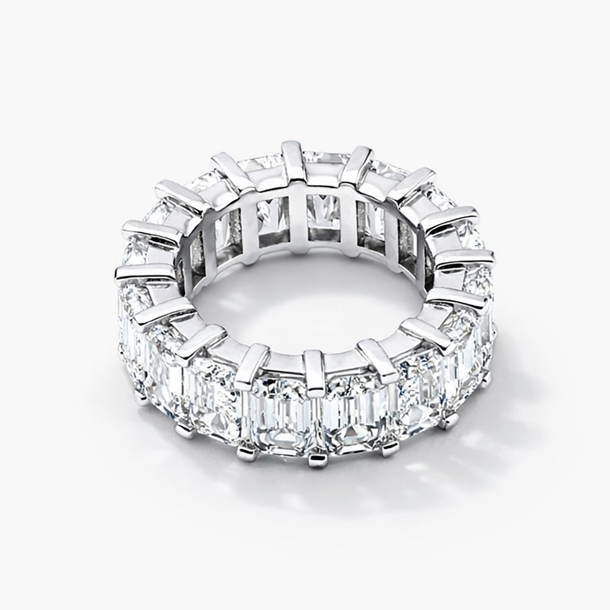 Eternity Band with 15.17 CTW Lab Grown Emerald Cut Diamonds (G/VS) in 14K White Gold