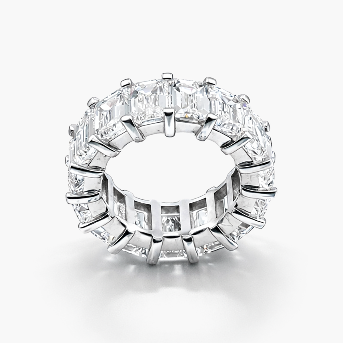 Eternity Band with 15.17 CTW Lab Grown Emerald Cut Diamonds (G/VS) in 14K White Gold