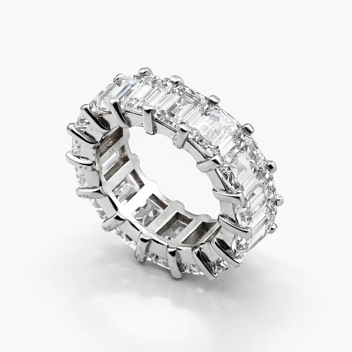 Eternity Band with 15.17 CTW Lab Grown Emerald Cut Diamonds (G/VS) in 14K White Gold