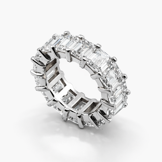 Eternity Band with 15.17 CTW Lab Grown Emerald Cut Diamonds (G/VS) in 14K White Gold