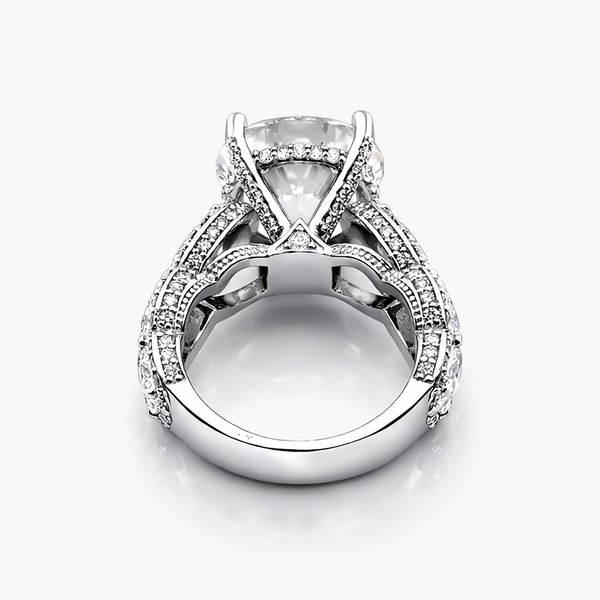 Round 8.56CT Lab Grown Diamond Ring in Platinum With Oval and Round Diamonds(F/VS1 GIA)