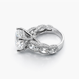 Nhẫn Kim Cương Tròn 8,56 Carat Nuôi Cấy Trong Phòng Thí Nghiệm Bằng Bạch Kim Với Kim Cương Oval Và Tròn (F/VS1 GIA)