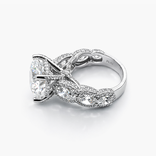 Round 8.56CT Lab Grown Diamond Ring in Platinum With Oval and Round Diamonds(F/VS1 GIA)