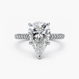 Nhẫn Bạch Kim Kim Cương Nuôi Cấy Phòng Thí Nghiệm Hình Quả Lê 5,37 Ct | G/VS2 IGI | Đai Nhẫn Nạm Đá 6,97 CTW