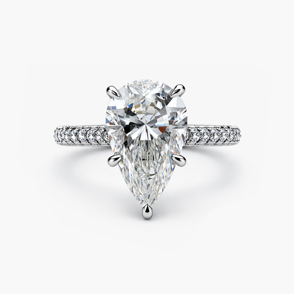 5.37 Ct Pear Lab Grown Diamond Platinum Ring | G/VS2 IGI | 6.97 CTW Pavé Shank