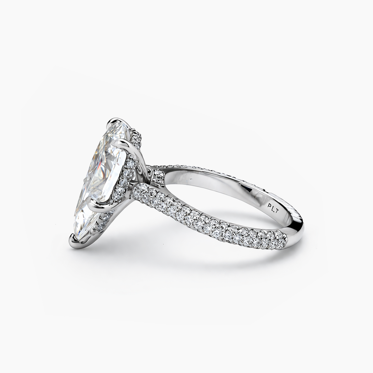 5.37 Ct Pear Lab Grown Diamond Platinum Ring | G/VS2 IGI | 6.97 CTW Pavé Shank