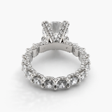 Nhẫn Đính Hôn Riviera Pave Kim Cương Nhân Tạo Đá Trung Tâm 3.0 CT Bằng Bạch Kim (E/VVS2)