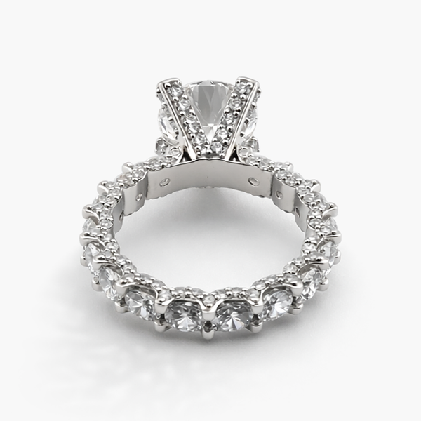 Riviera Pave Lab Grown Diamond Engagement Ring in Platinum (E/VVS2) 3.0 CT Center