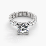 Nhẫn Đính Hôn Riviera Pave Kim Cương Nhân Tạo Đá Trung Tâm 3.0 CT Bằng Bạch Kim (E/VVS2)