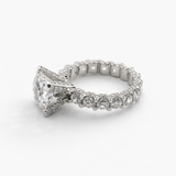 Nhẫn Đính Hôn Riviera Pave Kim Cương Nhân Tạo Đá Trung Tâm 3.0 CT Bằng Bạch Kim (E/VVS2)