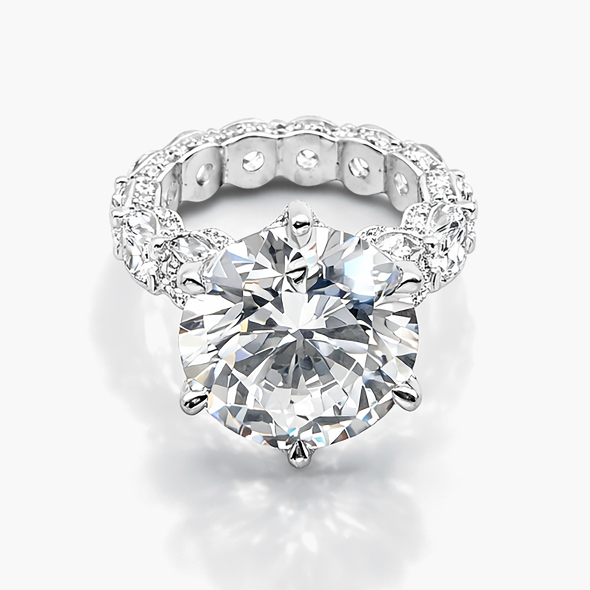 Riviera Pave Lab Grown Diamond Engagement Ring in Platinum (F/VS1)