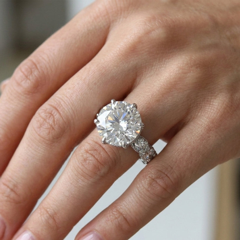 Riviera Pave Lab Grown Diamond Engagement Ring in Platinum (F/VS1)