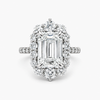 Lab Grown Emerald Cut Diamond Halo Engagement Ring 5.59 Ct F/VS1 IGI Certified in Platinum