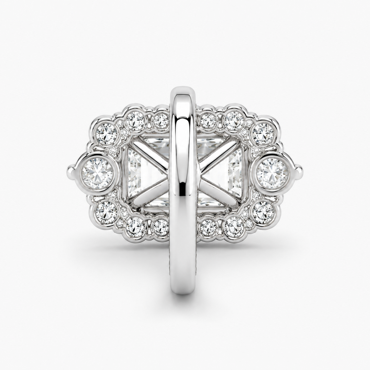 Lab Grown Emerald Cut Diamond Halo Engagement Ring 5.59 Ct F/VS1 IGI Certified in Platinum