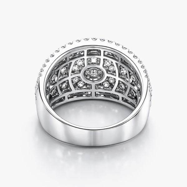 2.01 Ct Round Lab Grown Diamond Ring | 18K White Gold | 4.38 CTW Alternating Pavé & Shared Prong Band