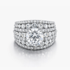 2.01 Ct Round Lab Grown Diamond Ring | 18K White Gold | 4.38 CTW Alternating Pavé & Shared Prong Band