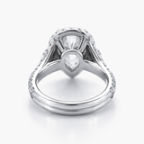 Nhẫn Halo Kim Cương Nhân Tạo Hình Quả Lê 4,53 Carat Bạch Kim | E/VS2 | Tổng Trọng Lượng Đá 1,20 Carat Nạm Pave