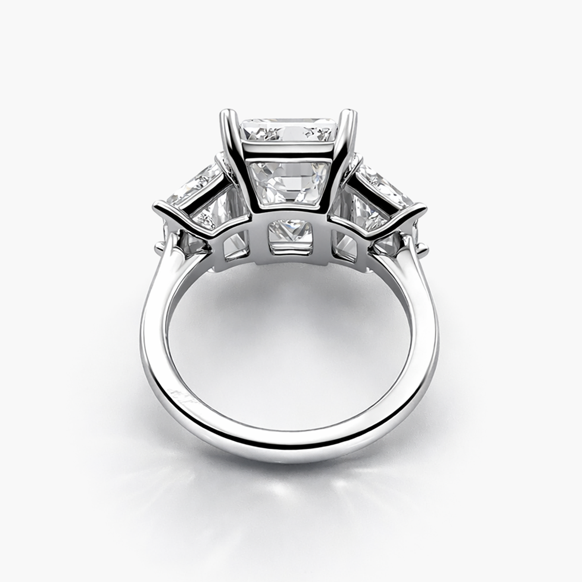 Emerald Cut and Trapezoid cut Three Stone Lab Grown Diamond Engagement Ring in Platinum (10.06 CT F/VS1 IGI)