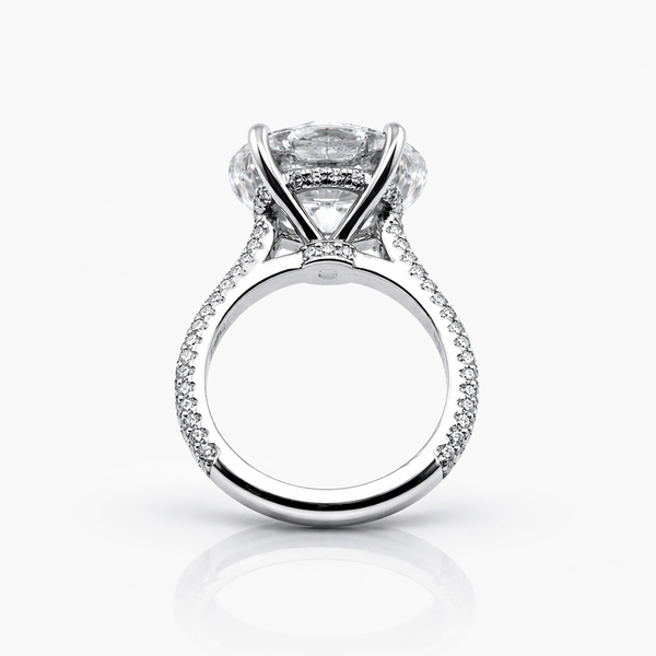 Round 13.19 CT Lab Grown Diamond Ring with pave Setting on the Shank in Platinum (F/VS2)