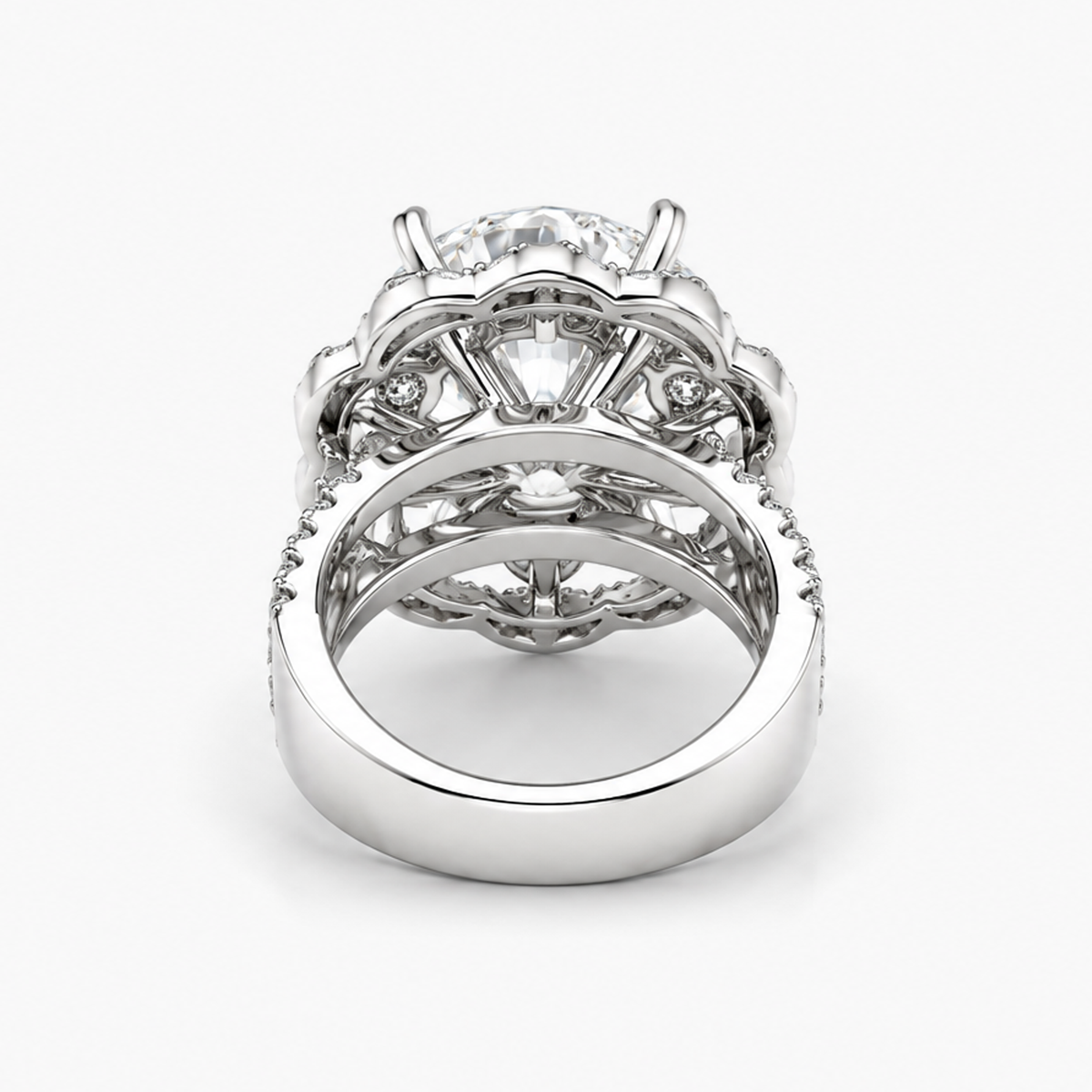 Lab Grown Round Diamond Floral Halo Engagement Ring 6.00 Ct E/VVS2 IGI Certified in Platinum
