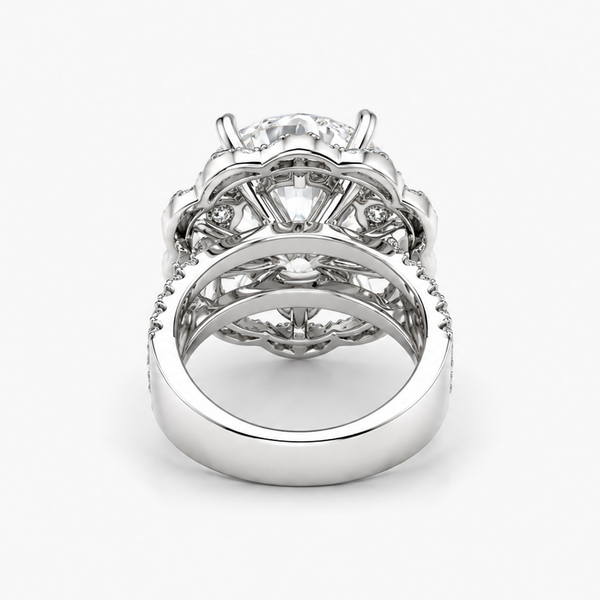 Lab Grown Round Diamond Floral Halo Engagement Ring 6.00 Ct E/VVS2 IGI Certified in Platinum