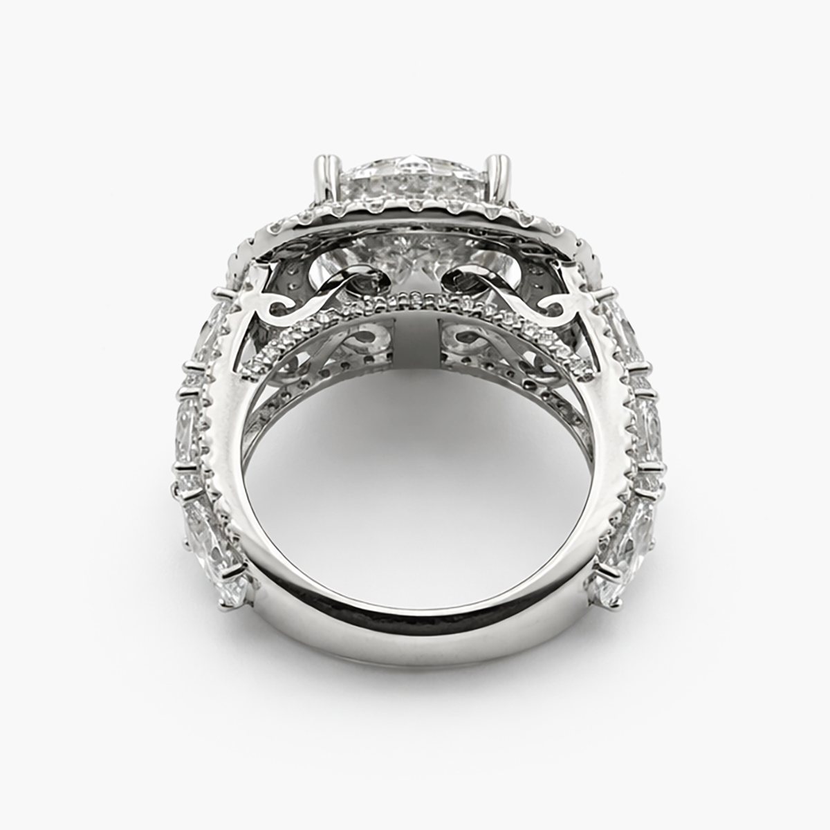 Double Halo Lab Grown Diamond Engagement Ring in Platinum (E/VS2 4.61 Center)