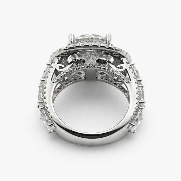 Double Halo Lab Grown Diamond Engagement Ring in Platinum (E/VS2 4.61 Center)
