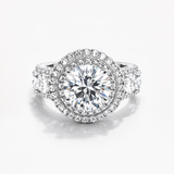 Nhẫn Kim Cương Tròn 5.02 CT Nuôi Cấy Trong Phòng Thí Nghiệm Lấy Cảm Hứng Cổ Điển Với Các Vòng Đá Tròn (E/VS1 IGI)