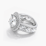 Nhẫn Kim Cương Tròn 5.02 CT Nuôi Cấy Trong Phòng Thí Nghiệm Lấy Cảm Hứng Cổ Điển Với Các Vòng Đá Tròn (E/VS1 IGI)