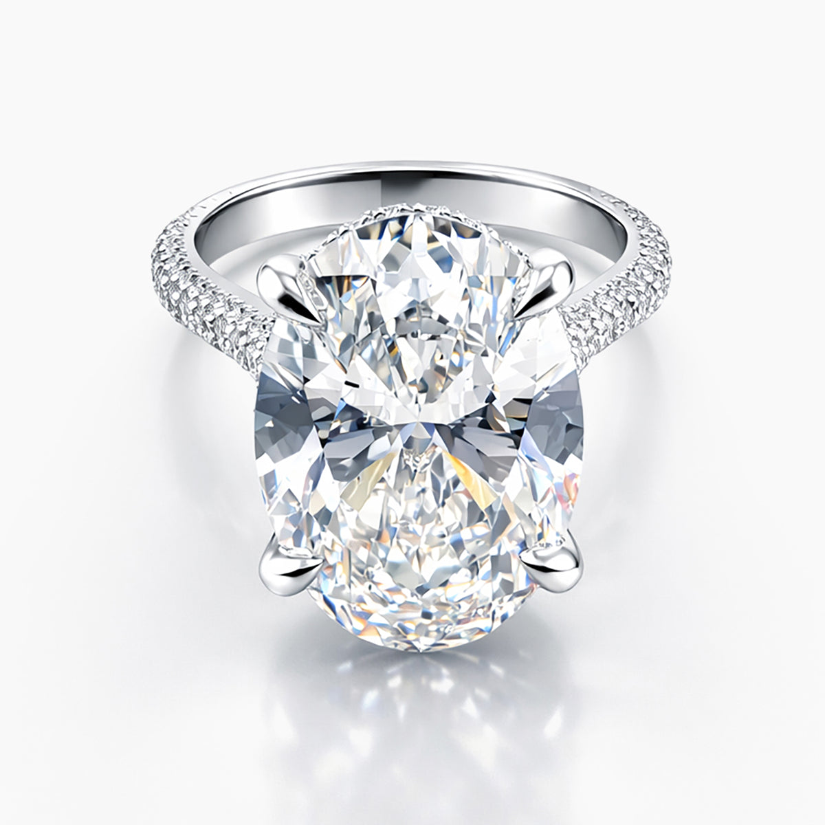 Oval 14.32 CT Lab Grown Diamond Engagement Ring in Platinum (F/VS1)