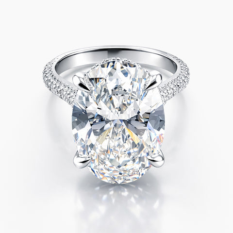 Oval 14.32 CT Lab Grown Diamond Engagement Ring in Platinum (F/VS1)