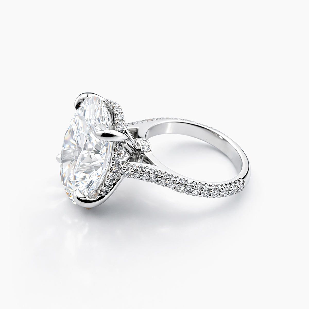 Oval 14.32 CT Lab Grown Diamond Engagement Ring in Platinum (F/VS1)