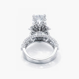 Nhẫn halo cụm hoa kim cương nuôi cấy trong phòng thí nghiệm (E/VS1 IGI) Brilliant 3,23 CT bằng bạch kim