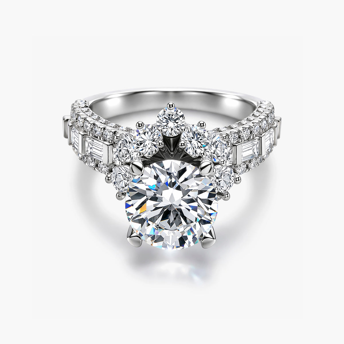 Nhẫn halo cụm hoa kim cương nuôi cấy trong phòng thí nghiệm (E/VS1 IGI) Brilliant 3,23 CT bằng bạch kim