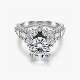 Nhẫn halo cụm hoa kim cương nuôi cấy trong phòng thí nghiệm (E/VS1 IGI) Brilliant 3,23 CT bằng bạch kim