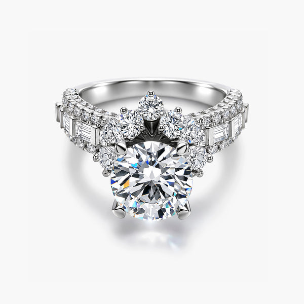 Nhẫn halo cụm hoa kim cương nuôi cấy trong phòng thí nghiệm (E/VS1 IGI) Brilliant 3,23 CT bằng bạch kim
