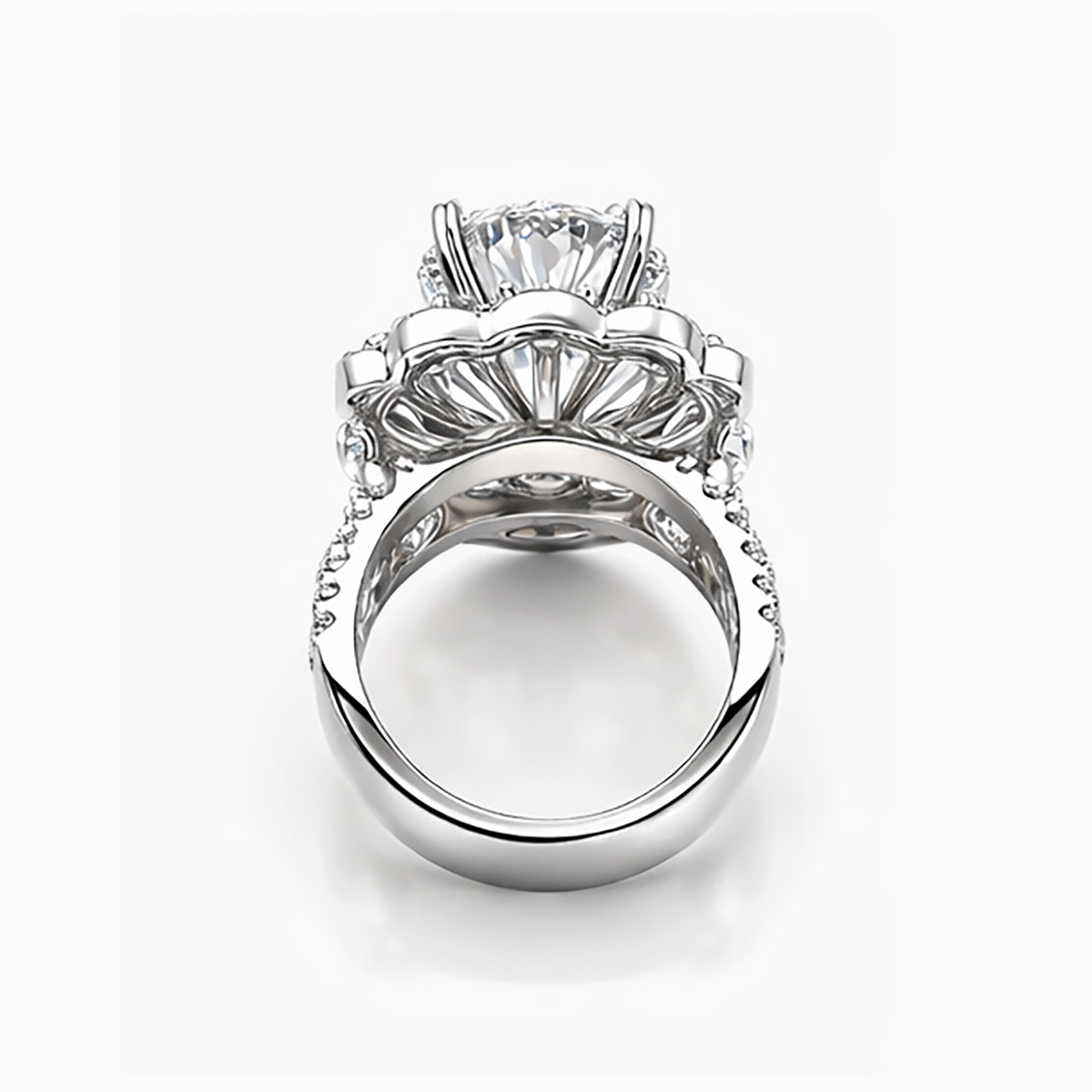 Vintage Double Halo Lab Grown Diamond Ring in Platinum (5.02 E/VVS2 IGI)