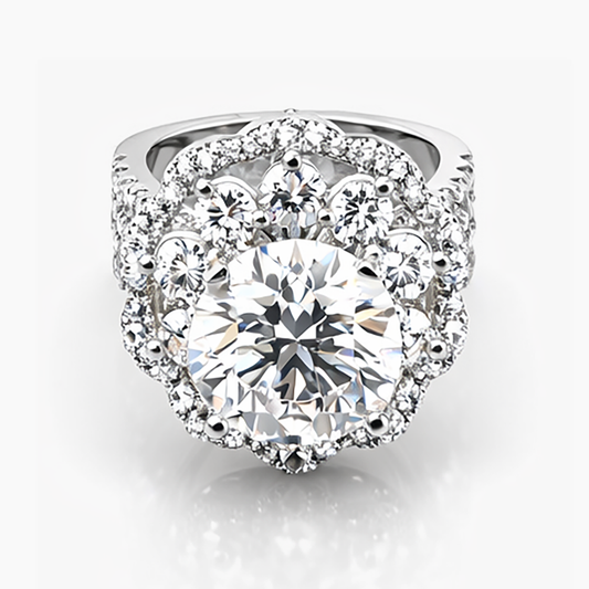 Vintage Double Halo Lab Grown Diamond Ring in Platinum (5.02 E/VVS2 IGI)