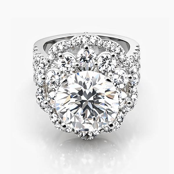 Vintage Double Halo Lab Grown Diamond Ring in Platinum (5.02 E/VVS2 IGI)