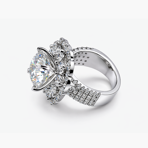 Vintage Double Halo Lab Grown Diamond Ring in Platinum (5.02 E/VVS2 IGI)