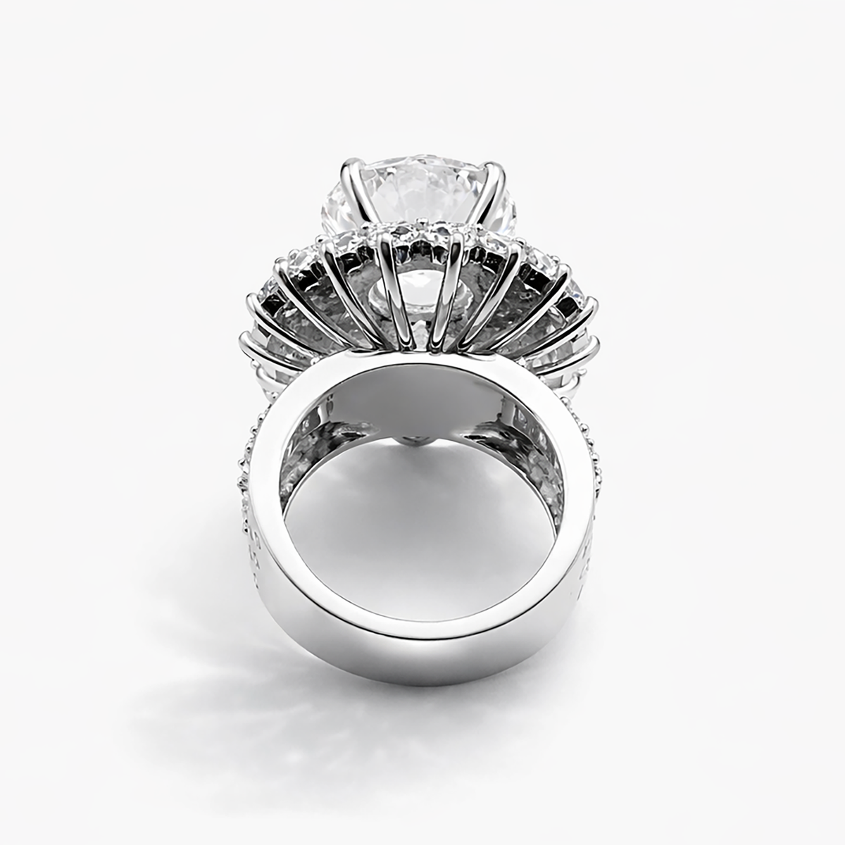 6.02 CT Lab-Grown Diamond Double Halo Ring with Emerald Cut Accents in Platinum
