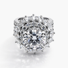 6.02 CT Lab-Grown Diamond Double Halo Ring with Emerald Cut Accents in Platinum